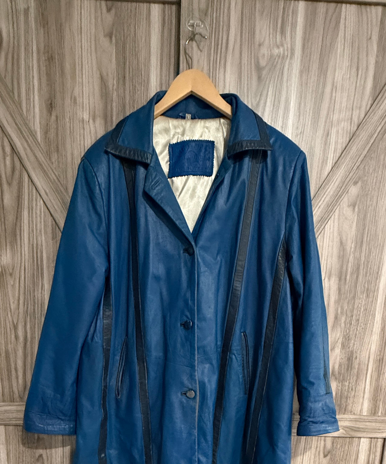 KUS-HAN Leather Blue Vintage Coat