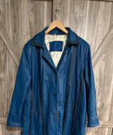 KUS-HAN Leather Blue Vintage Coat - Image 1