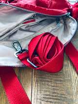 Kipling Pahneiro Crossbody Bag Handbag with Ape Red Canvas  - Image 5