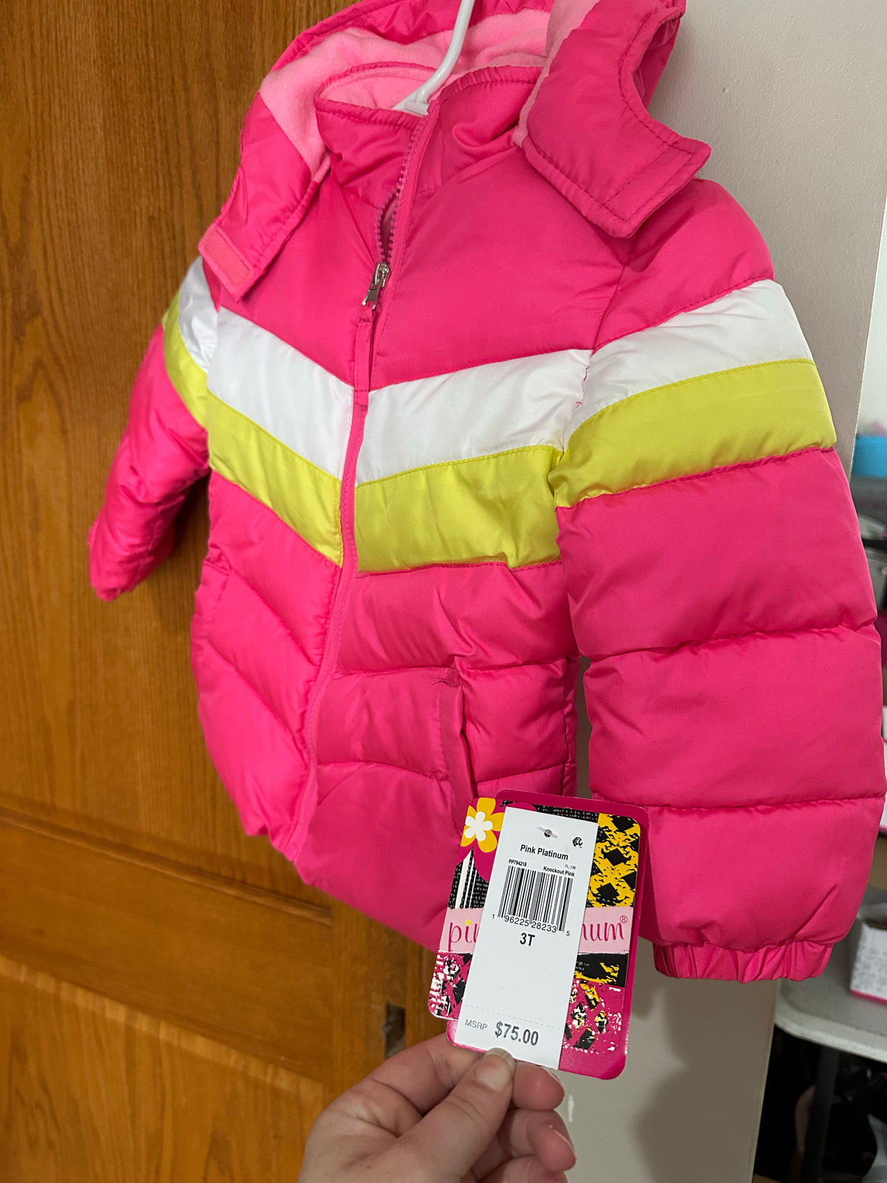 Pink Platinum Girls' Chevron Hooded Puffer Jacket