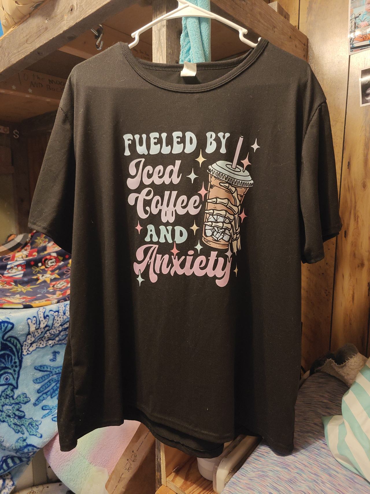 Fueled by Iced Coffee and Anxiety Graphic T-Shirt