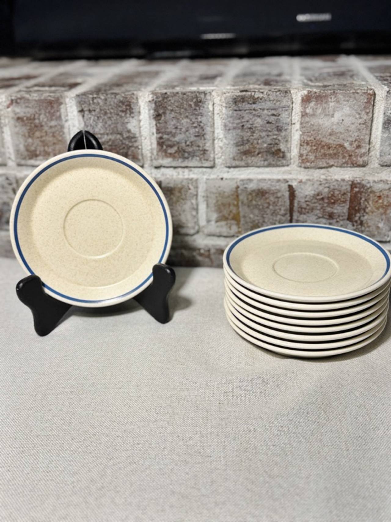 Lenox Dewdrop Saucers 9 pcs Blue Trim 6” Perfect Condition