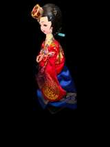Vintage Korean Hanbok Cloth Doll Handmade Folk Art Figure Original Paper Label - Image 4