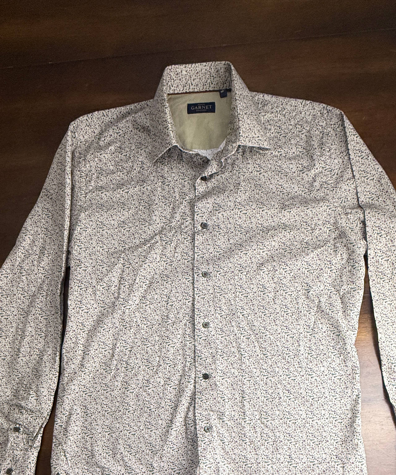 Garnet Hill Micro Print Long Sleeve Button Down Shirt