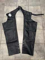 VIKING CYCLE XXL Leather Motorcycle Riding Chaps Black Large 2XL - Image 1