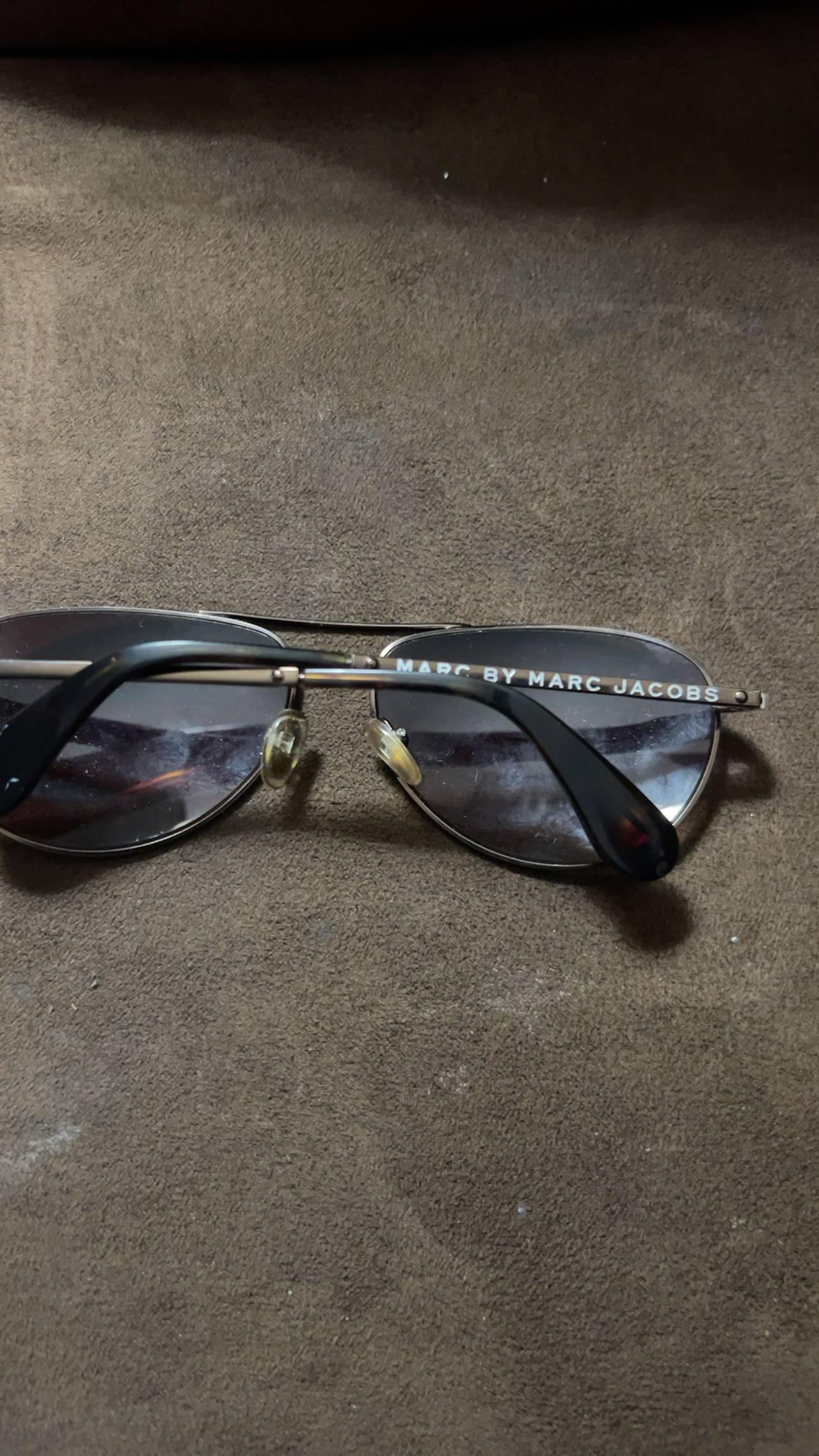 Marc Jacobs Gold Brown Half Rim Aviator Sunglasses