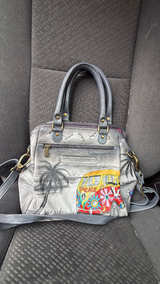 Anuschka Hand Painted Leather Satchel Peace Love & Beach - Image 2