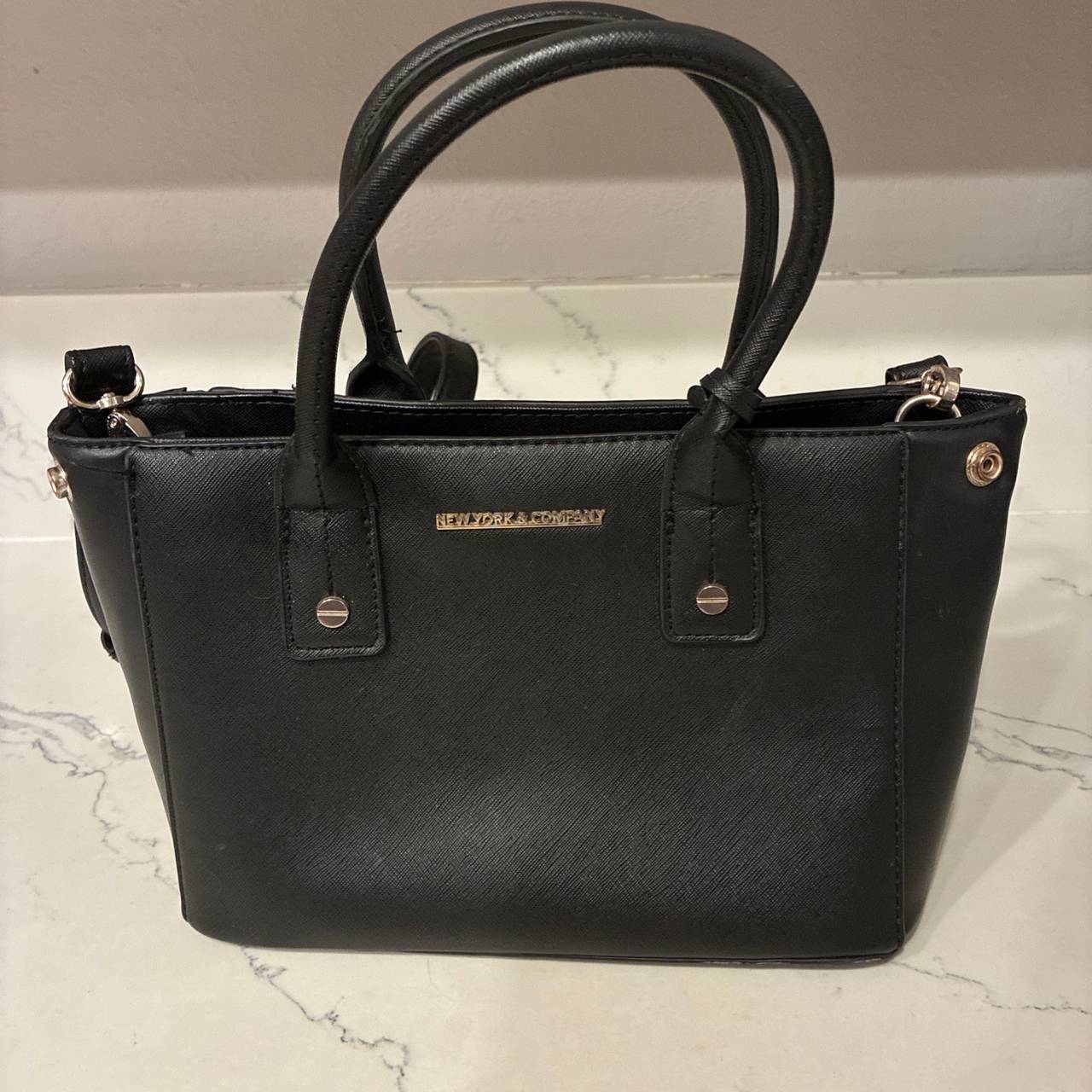 New York & Company Black Saffiano Tote Bag