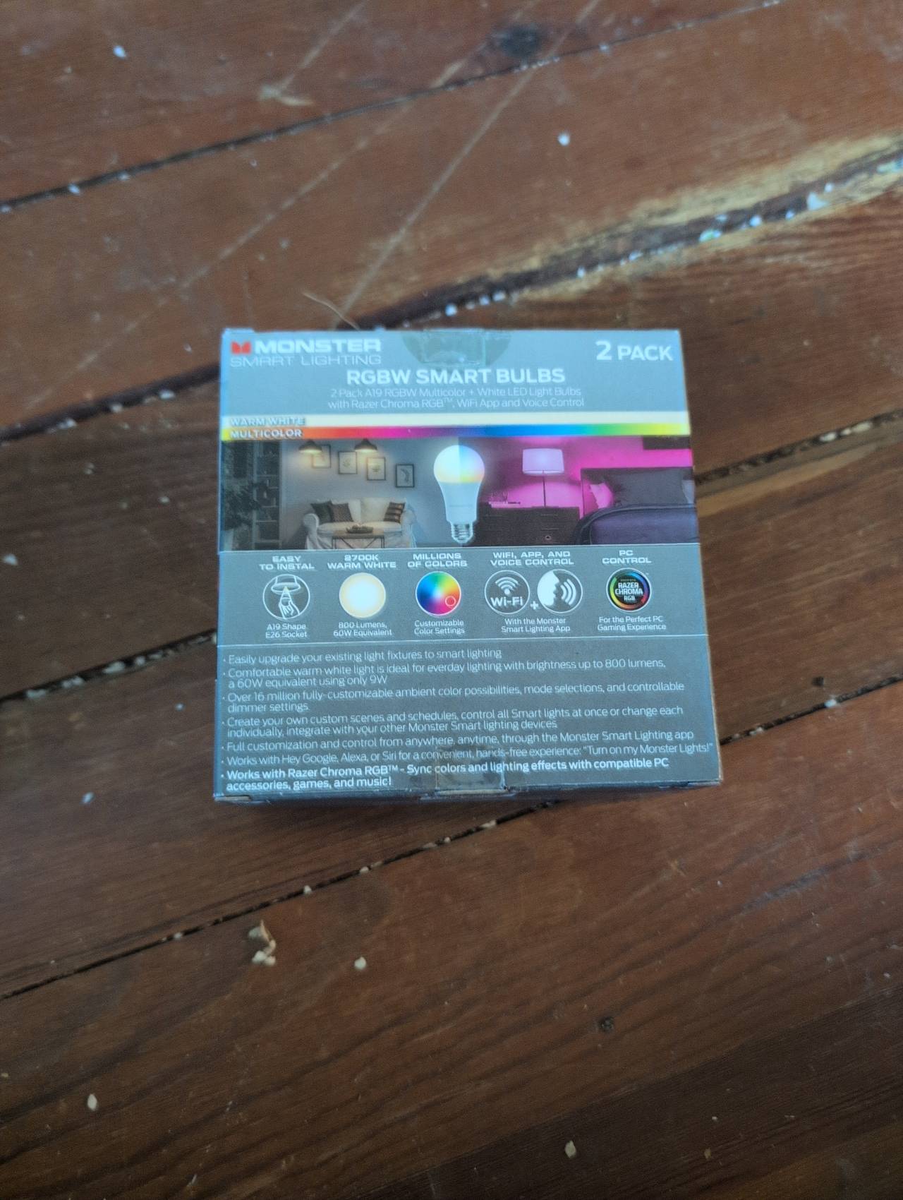 Monster Smart Lighting RGBW Smart Bulbs 2-Pack