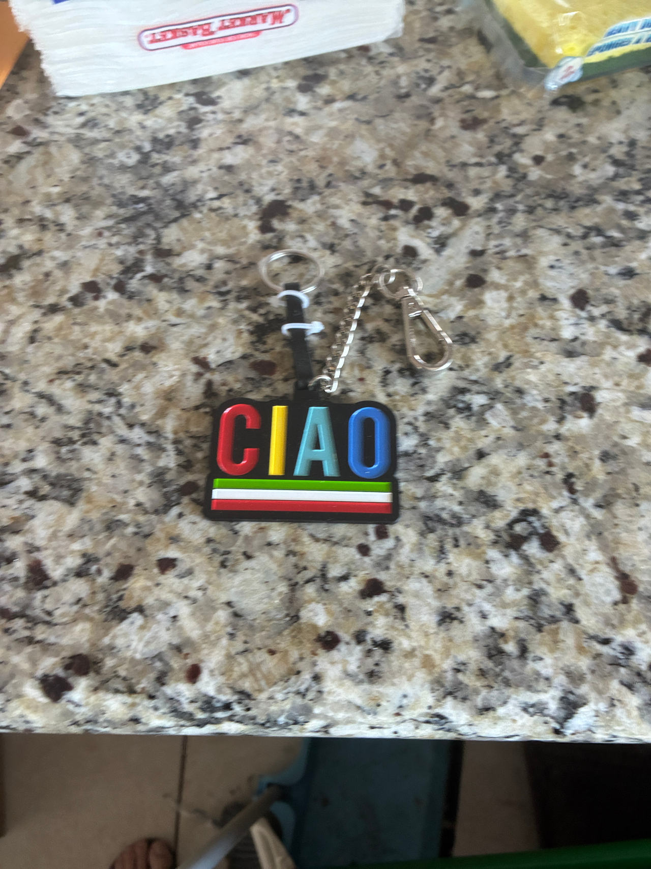 Ciao Italian Flag Rubber Keychain