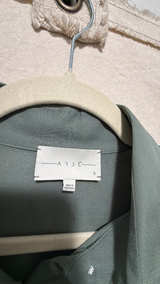 Arje 100% Italian Silk Shirt in Dark Sage Green - Image 2