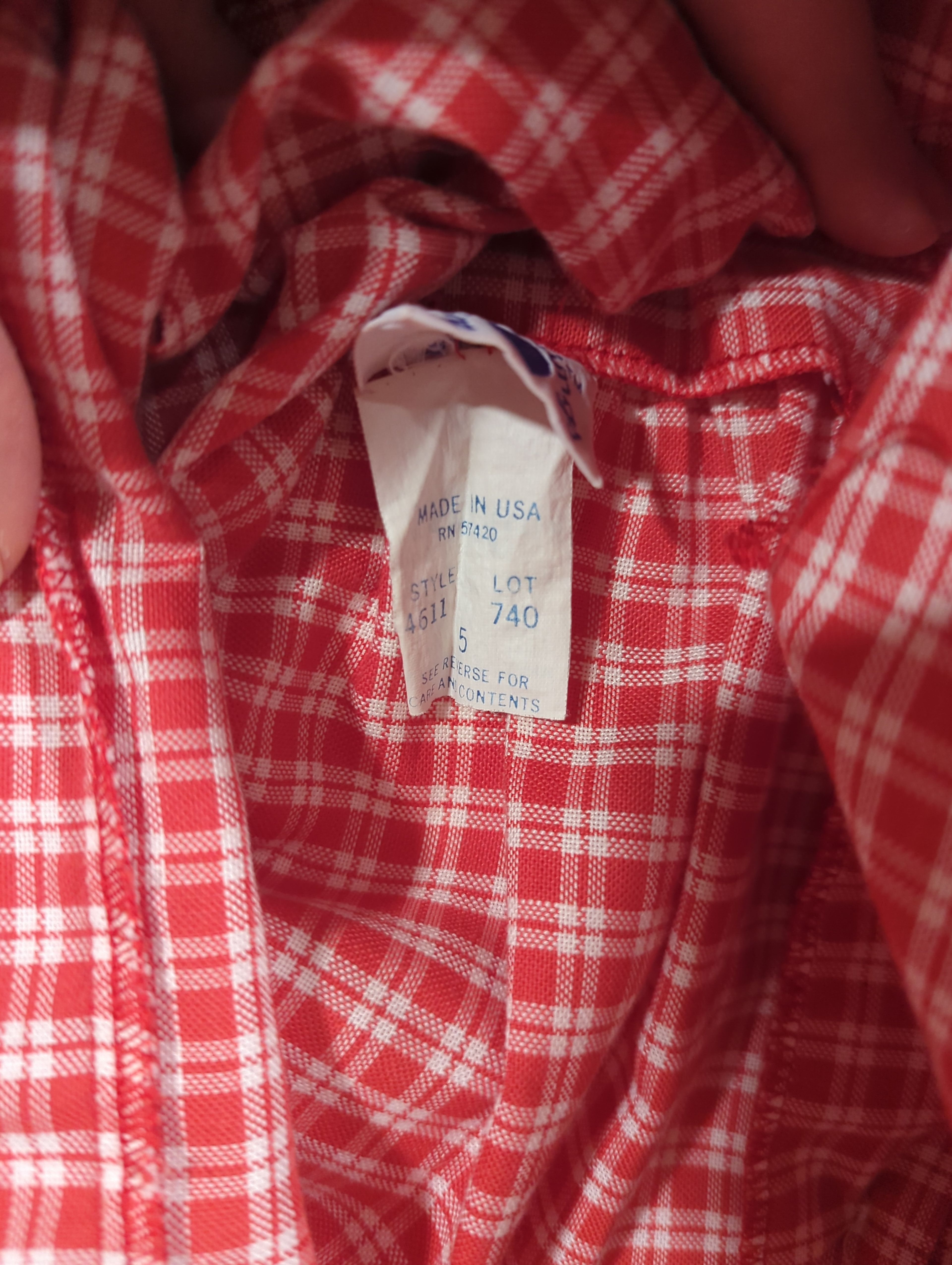 Girls Red Gingham Scalloped Dress- VINTAGE - Image 3