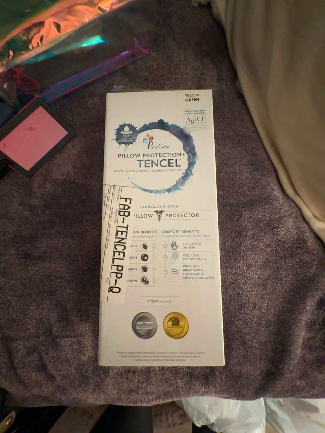 BRAND NEW PureCare Pillow Protector White QUEEN PILLOW