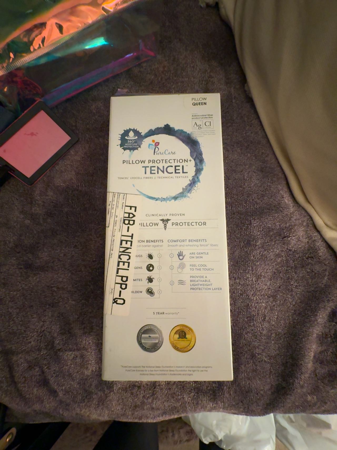 BRAND NEW PureCare Pillow Protector White QUEEN PILLOW