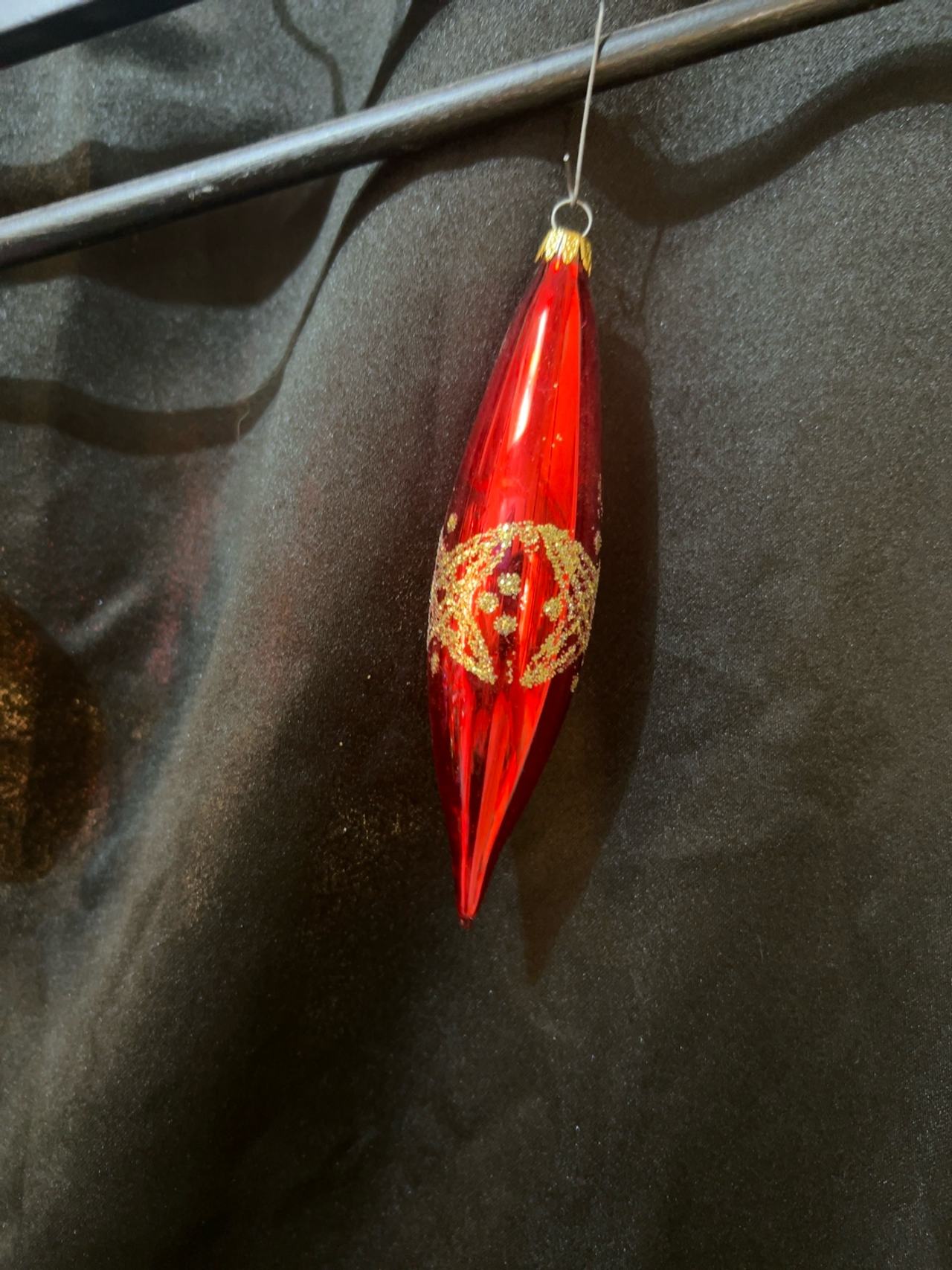Vintage Red Glass Teardrop Christmas Ornament