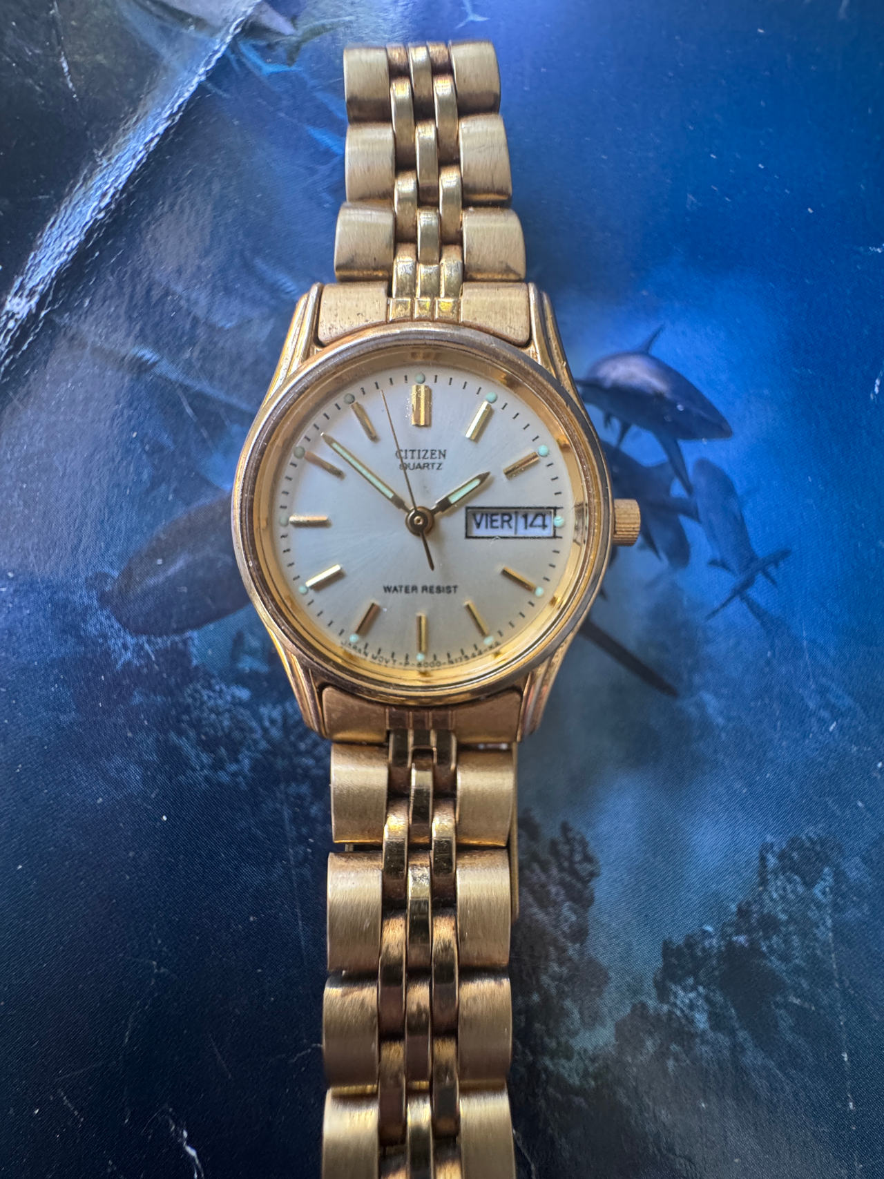 Citizen Quartz Day-Date Gold Tone Watch