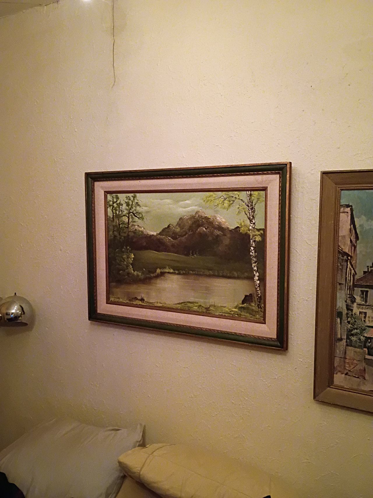 Vintage Mountain Landscape Oil Painting