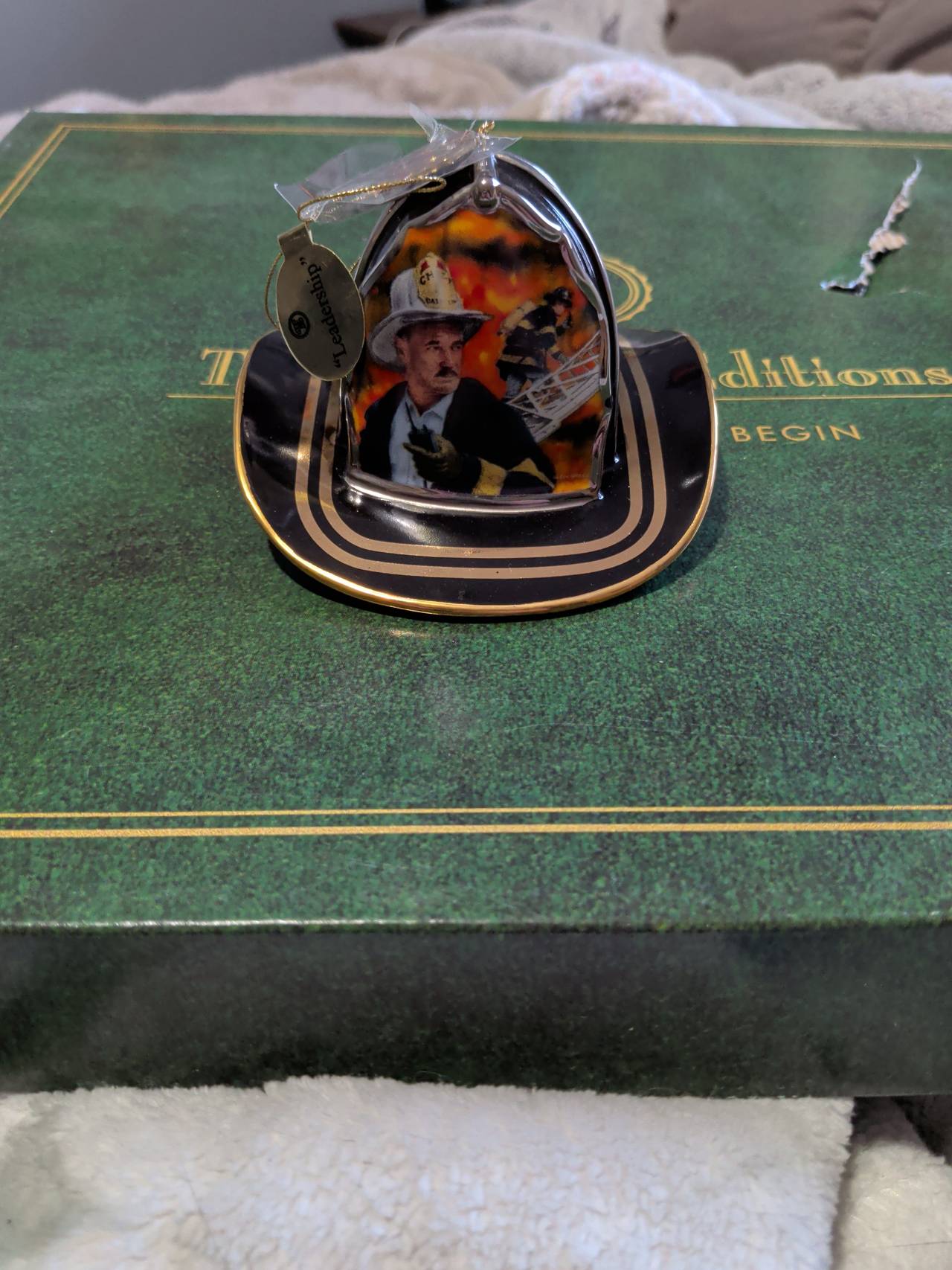 Bradford Editions Heroes of the Flame "Leadership" Firefighter Helmet Ornament