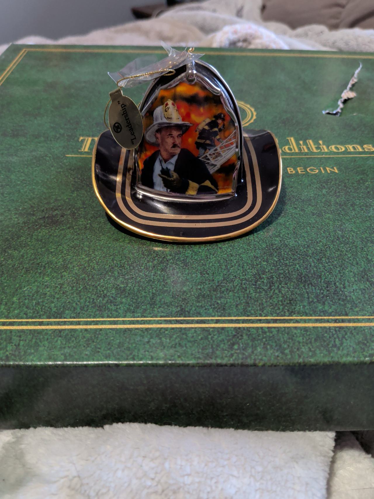 Bradford Editions Heroes of the Flame "Leadership" Firefighter Helmet Ornament