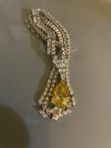 Diamond Necklace with Yellow Gemstone Pendant - Image 4