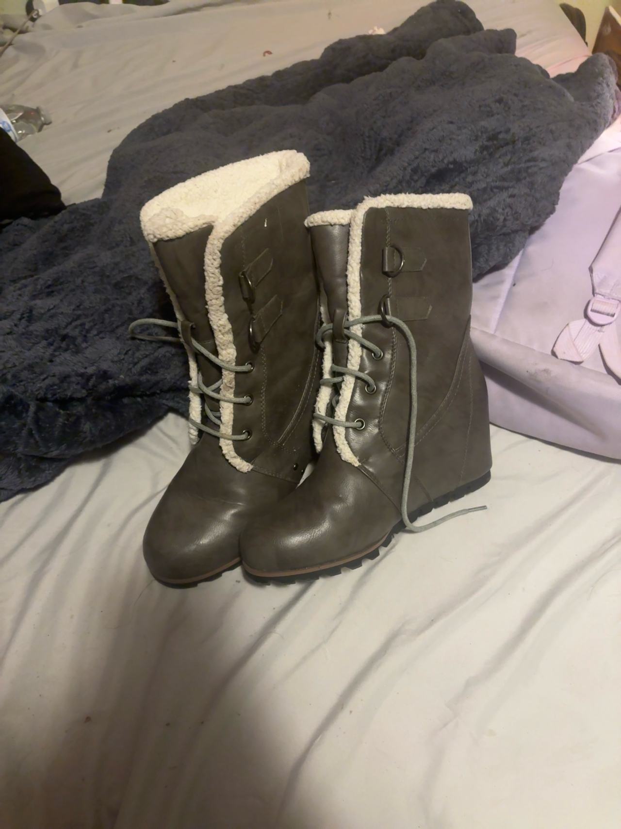 Time and Tru Women's Gray Wedge Winter Boot