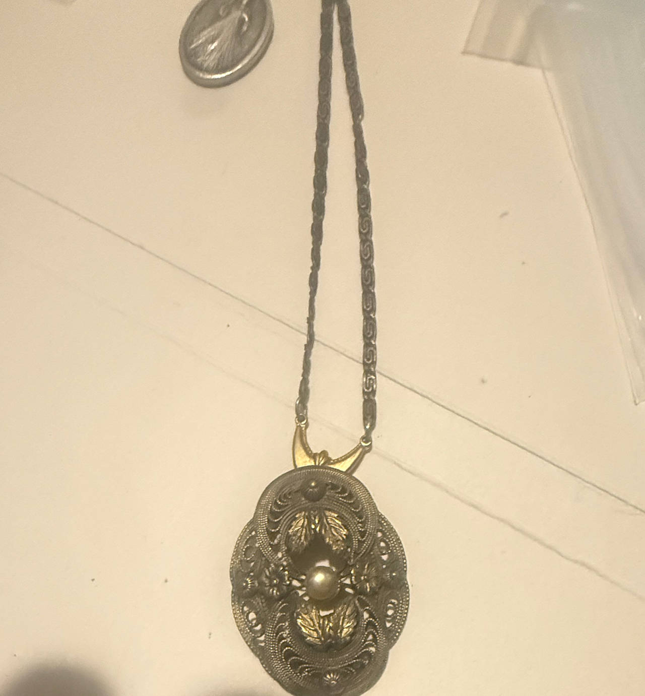 Vintage Victorian Style Filigree Pendant Necklace