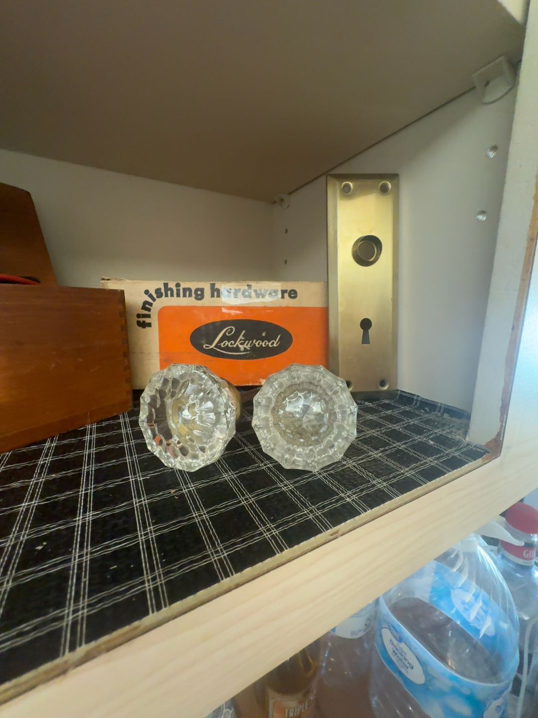 Antique Clear Crystal Glass Door Knob Pair