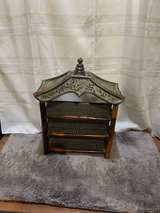 Vintage Pagoda Style Bamboo and Wicker 3-Tier Shelf - Image 1