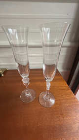 Gorham Amore Champagne Flutes Pair with Heart Stem - Image 4
