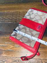 Coach Tan Clutch Wristlet Khaki & Red  - Image 6