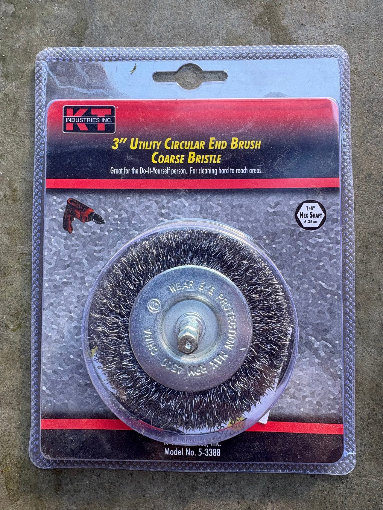KT Industries 3" Utility Circular End Brush Coarse Bristle