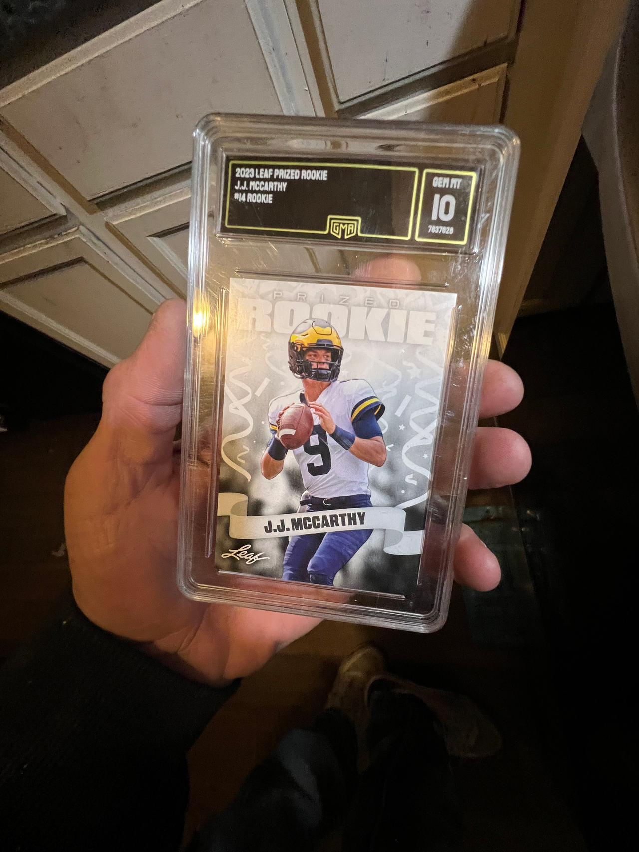 2023 Leaf Prized Rookie J.J. McCarthy #14 GMA 10