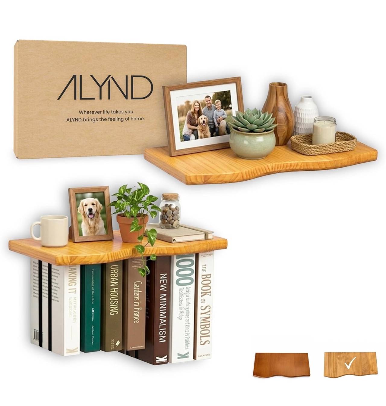 ALYND Live Edge Floating Wood Shelf