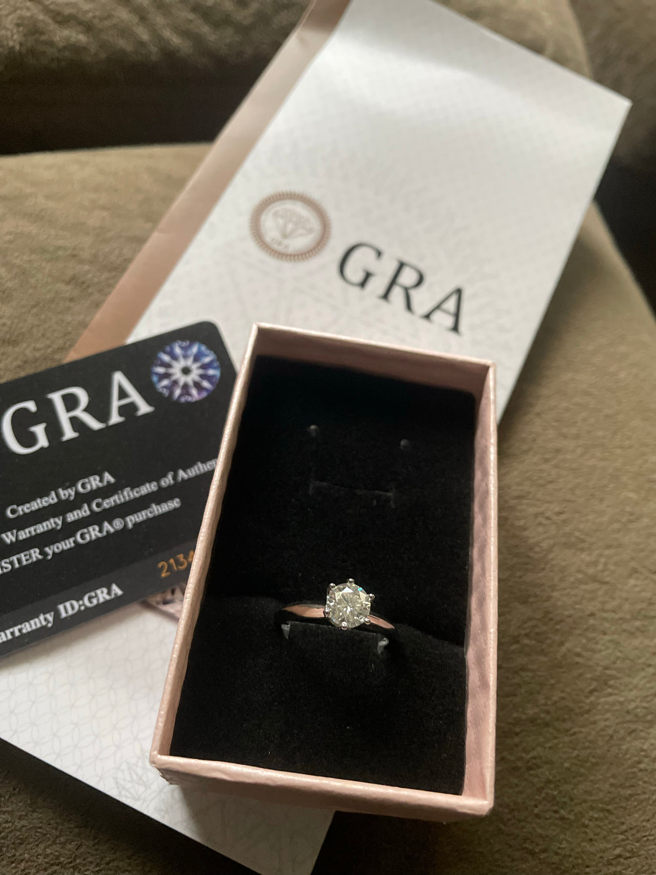 GRA Moissanite Solitaire Engagement Ring