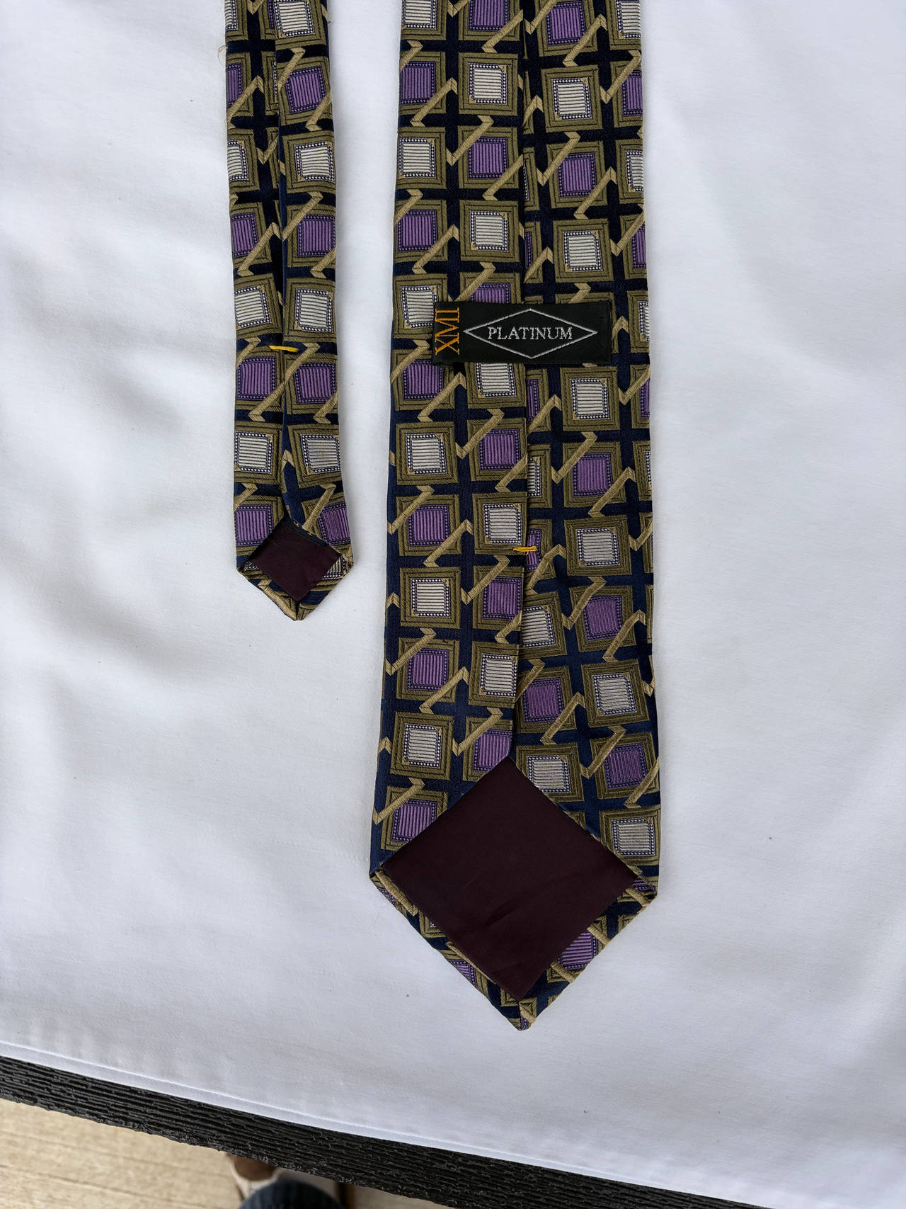 XMI Platinum Geometric Silk Tie