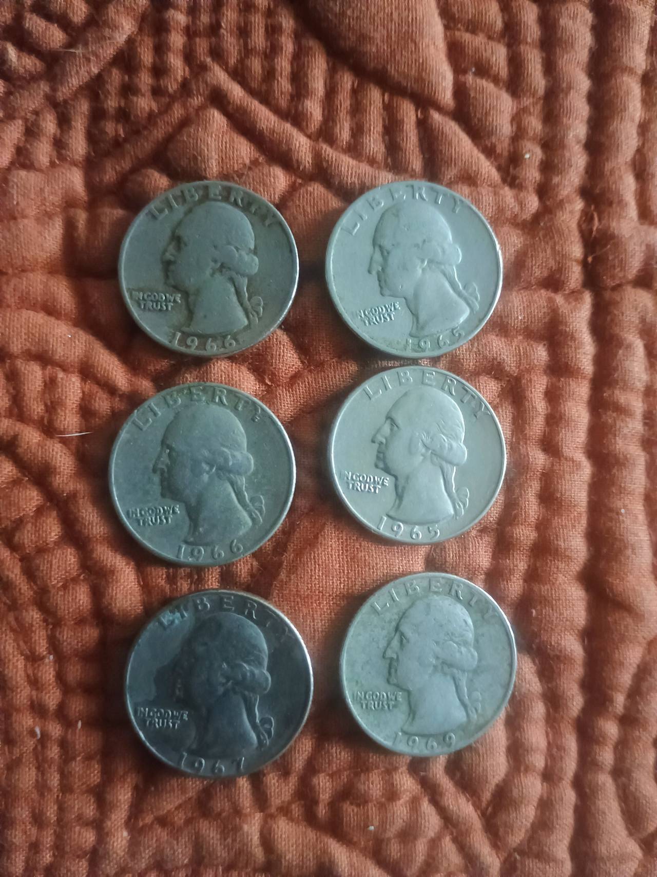 1965-1967 Washington Quarters (Lot of 6)