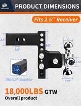 METOWARE Adjustable Trailer Hitch Ball Mount - Image 3