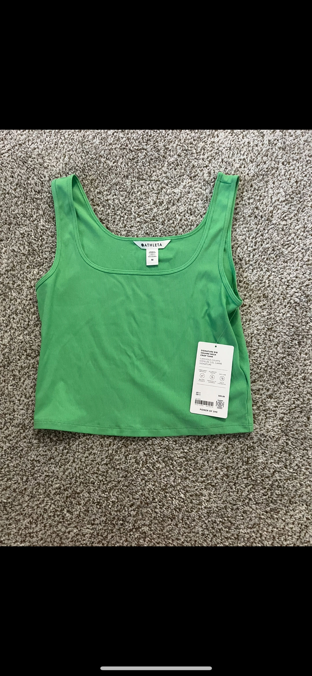 ATHLETA SIGNATURE RIB SQUARE NECK
CROP TANK
