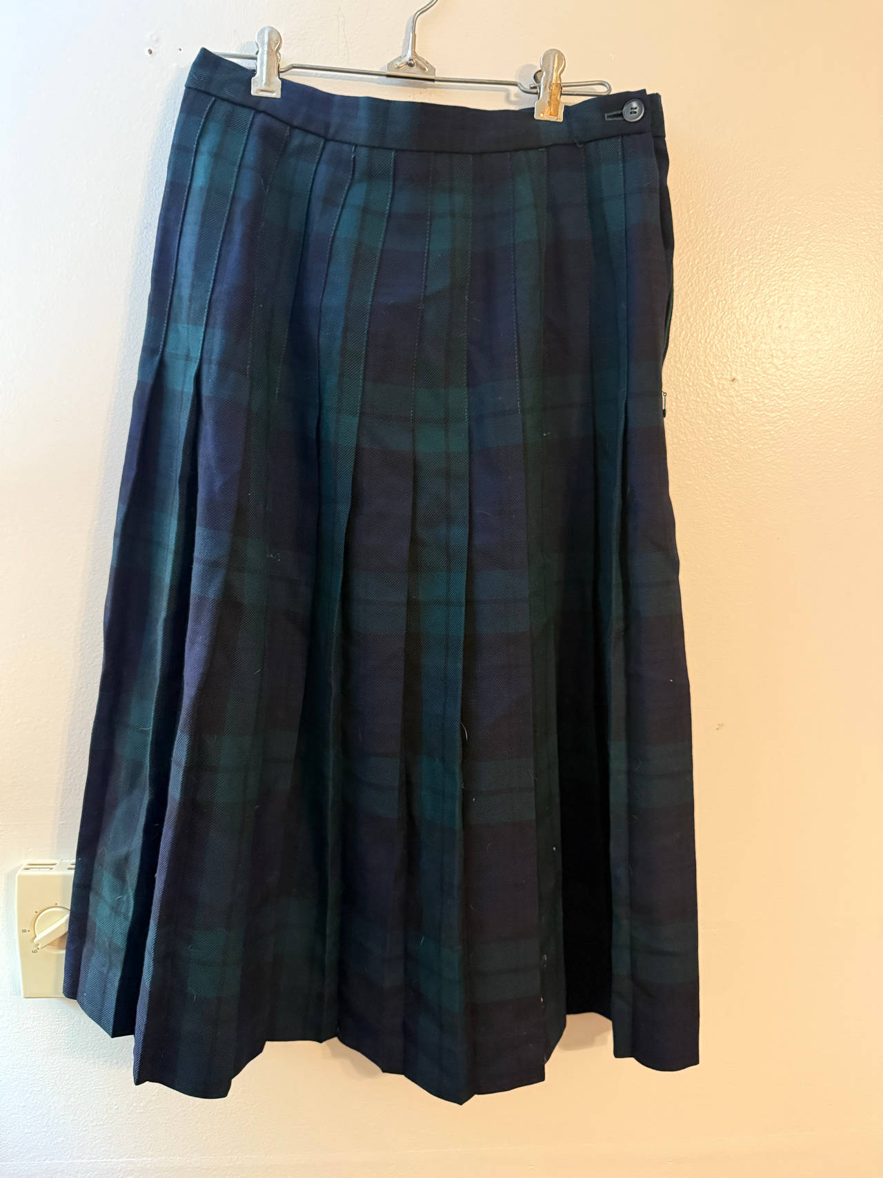 Black Watch Plaid Pleated Midi Skirt lands end size 12