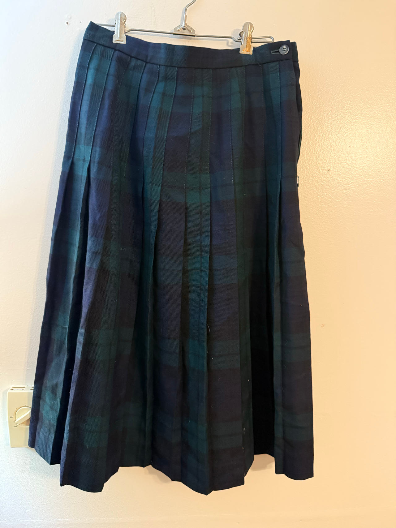 Black Watch Plaid Pleated Midi Skirt lands end size 12