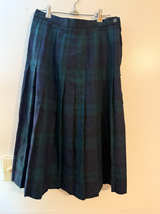 Black Watch Plaid Pleated Midi Skirt lands end size 12 - Image 1