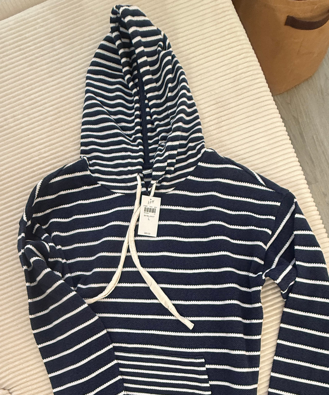 J.Crew Textured Striped Pullover Hoodie