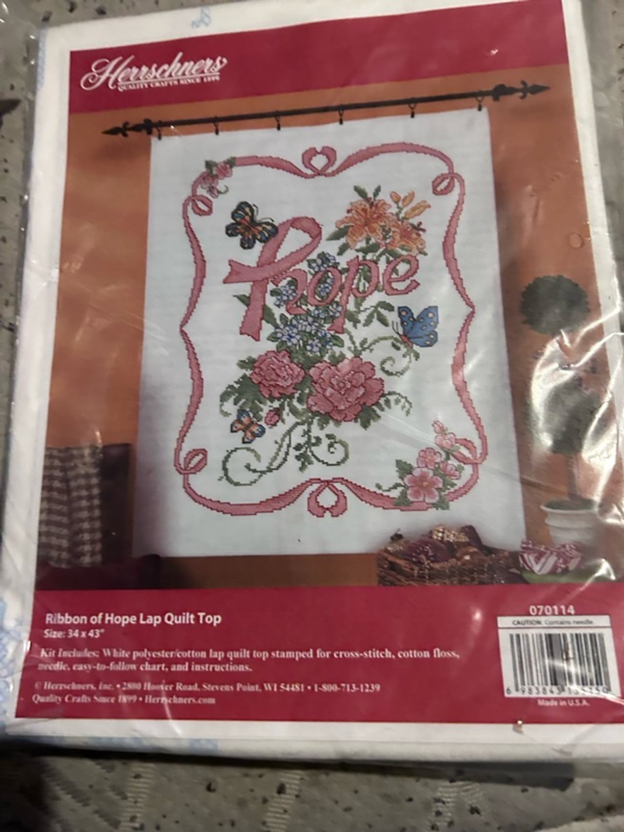 Herrschners Ribbon of Hope Lap Quilt Top Kit