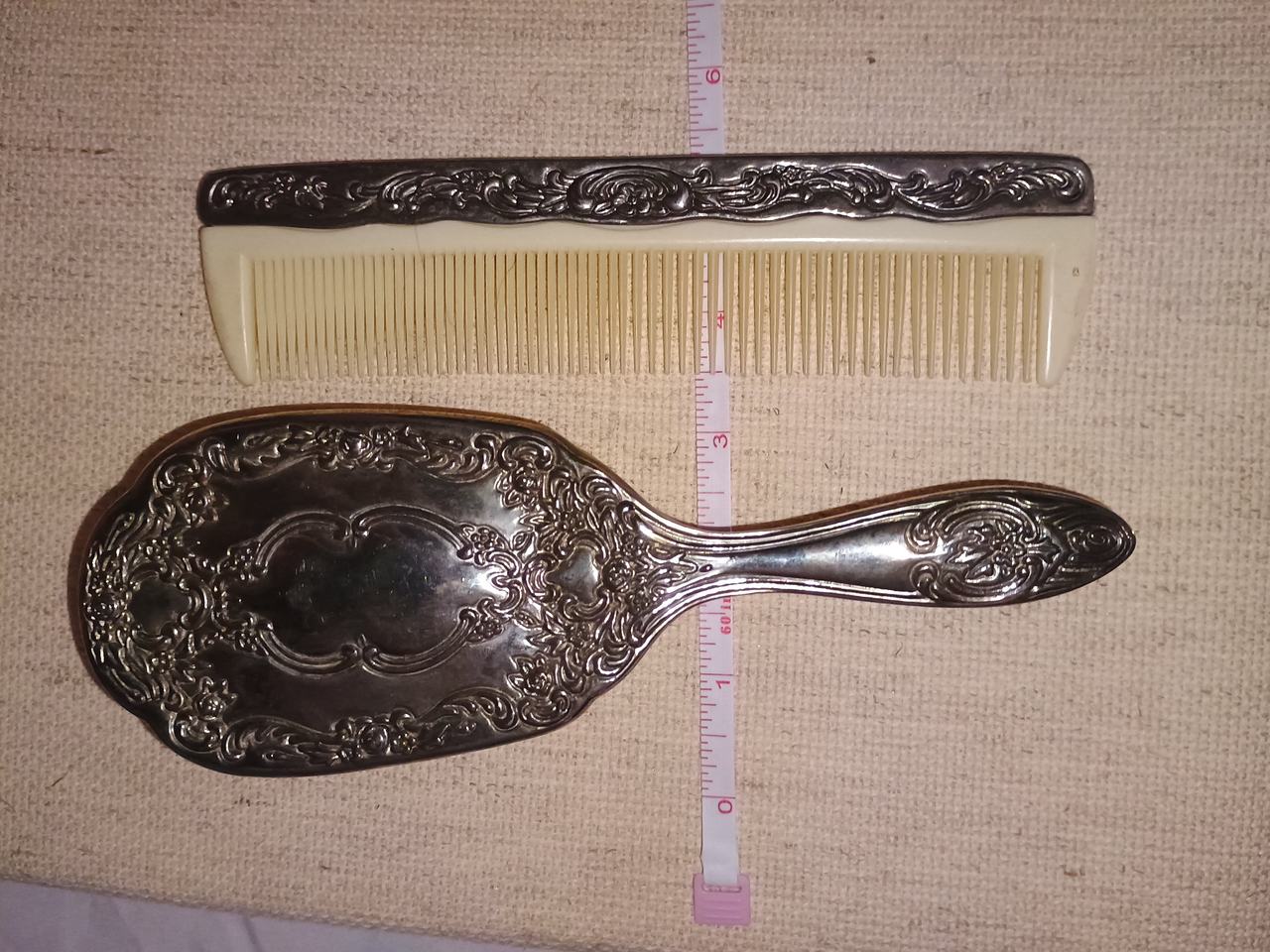 Vintage Silver Plated Hair Brush and Comb Set
