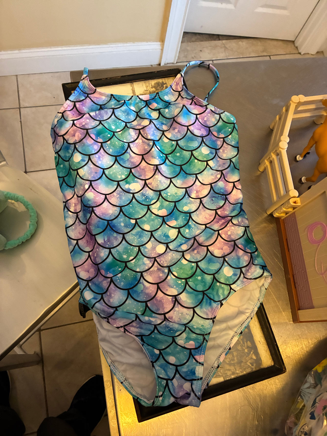 Girls Mermaid Scale One Piece Swimsuit
