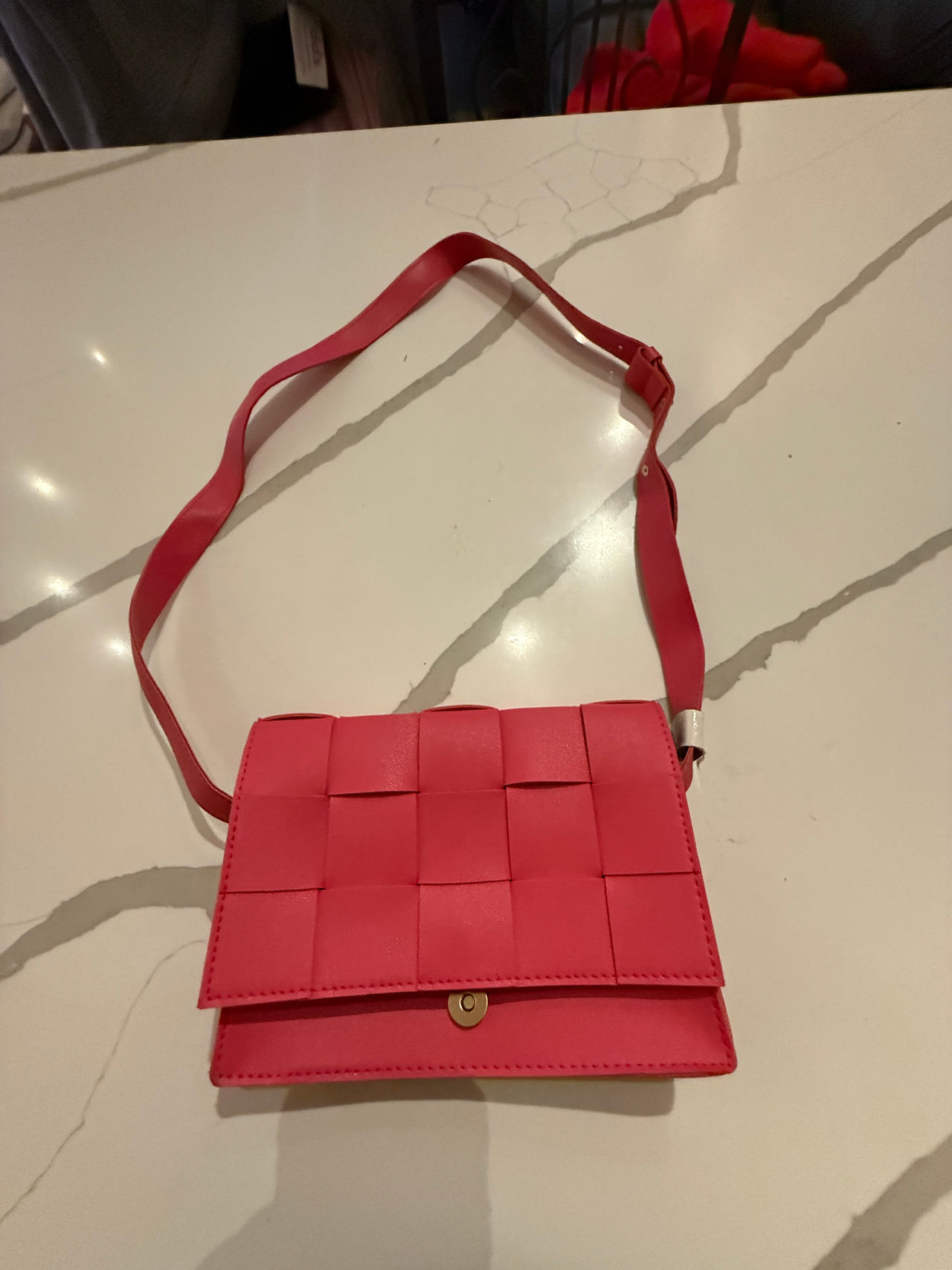 Woven Faux leather Crossbody Bag
