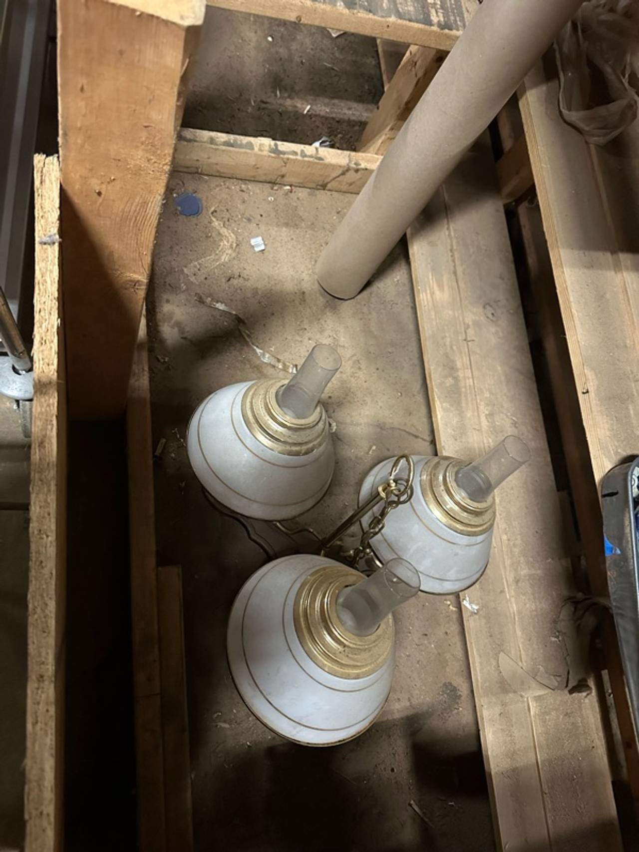 Vintage Milk Glass triple lamp Light