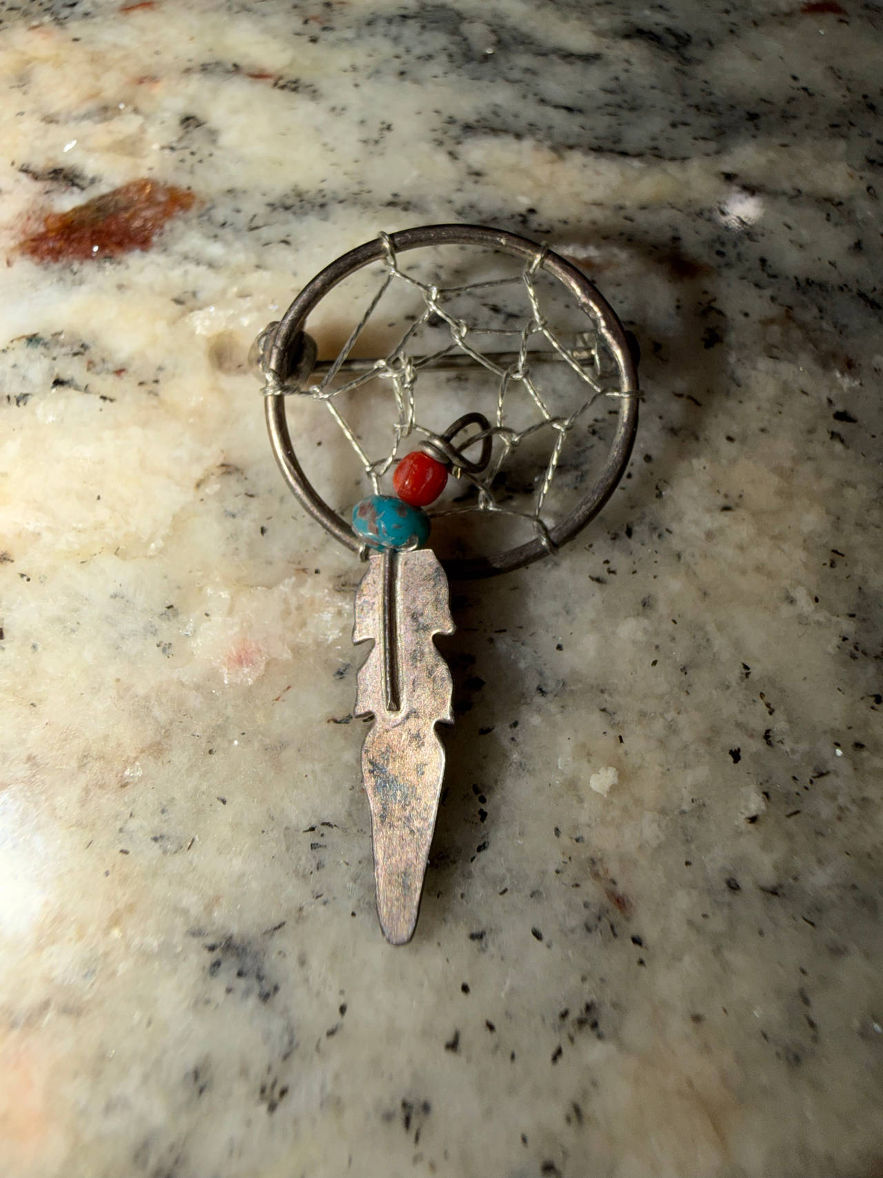Vintage Sterling Silver Dreamcatcher Brooch Pin