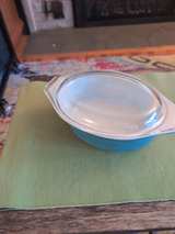 vintage PYREX Turquoise 043 1.5 Quart Oval Casserole Dish with Lid   #20 - Image 2