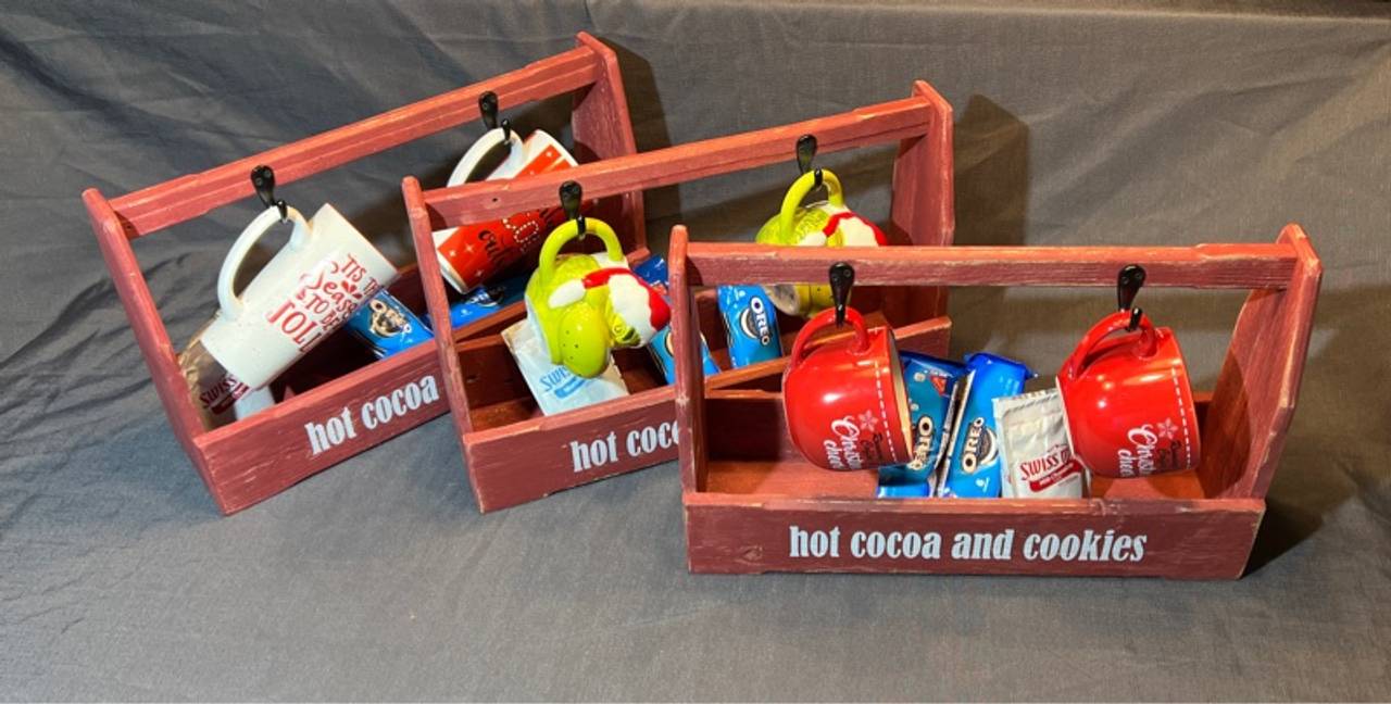 Christmas Wooden decor Hot Cocoa Caddy